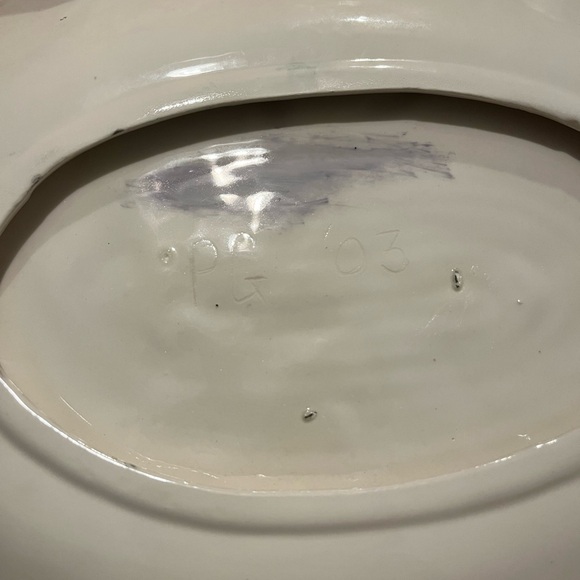 Vintage Multicolor Ceramic Sculpted Seafood Oval Platter 14" X 11" Lobster Crab - Picture 7 of 7